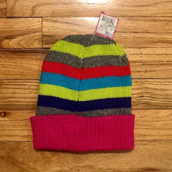 Multicolor striped woven knit winter beanie hat - Picture 2 of 3